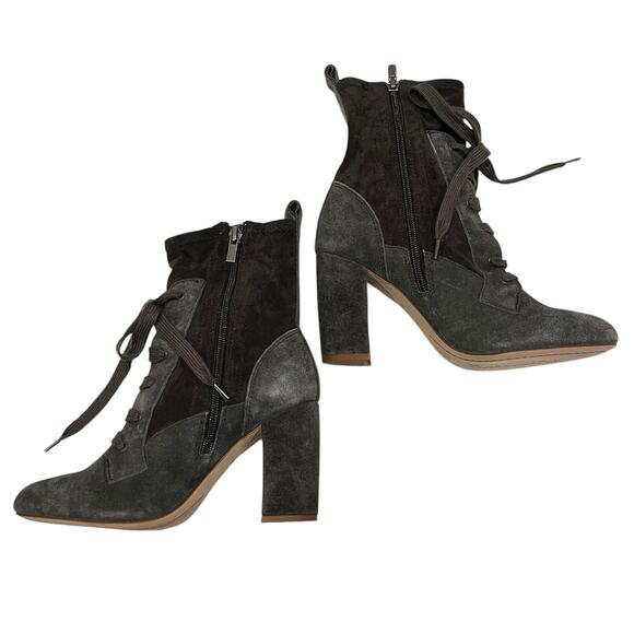 NEW Splendid Hacken Black Suede Leather Mid-Calf Lace-Up Boots - Picture 4 of 8